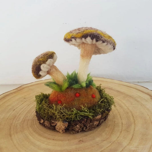 Cogumelos feltrados - amarelo/castanho