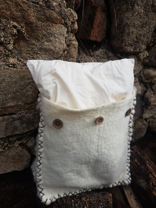 Capas de almofada de lã merina feltrada branca