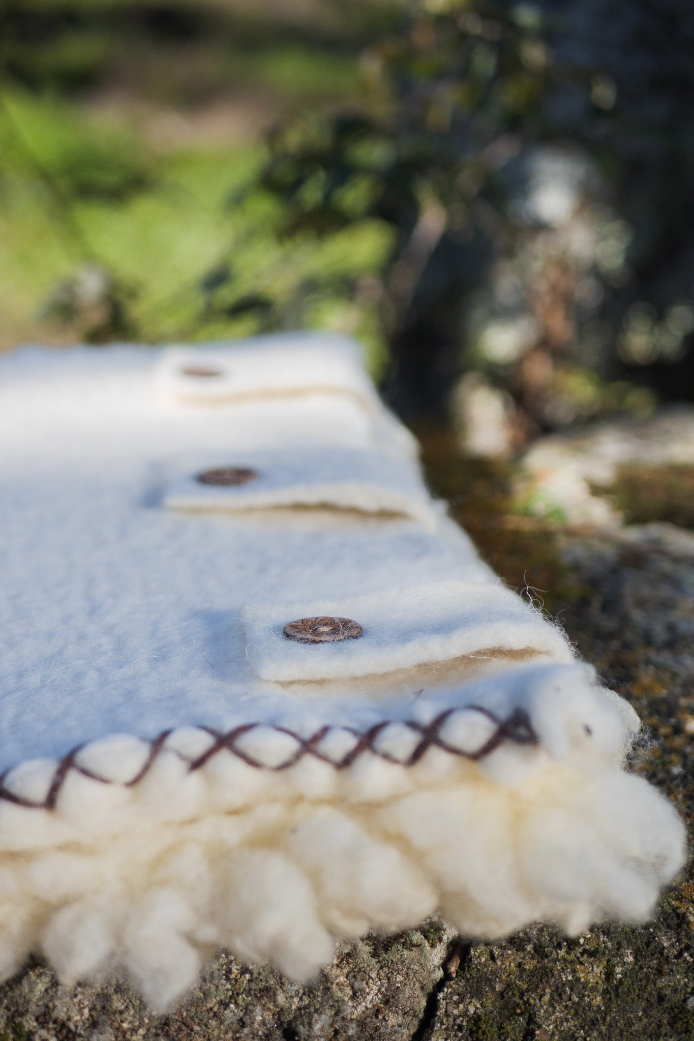 White felted merino wool cushion covers