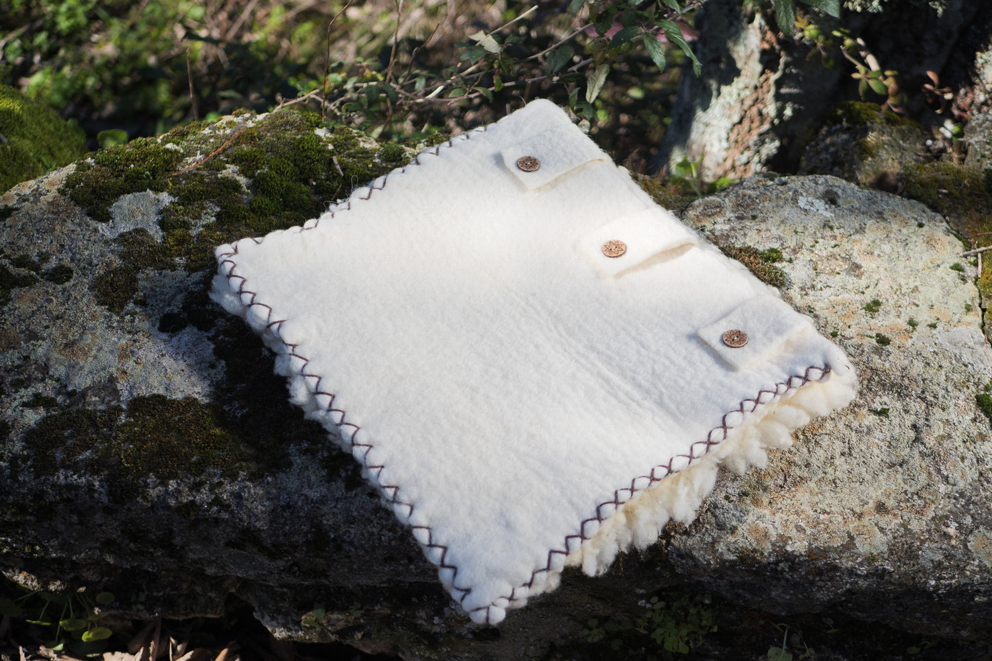 White felted merino wool cushion covers