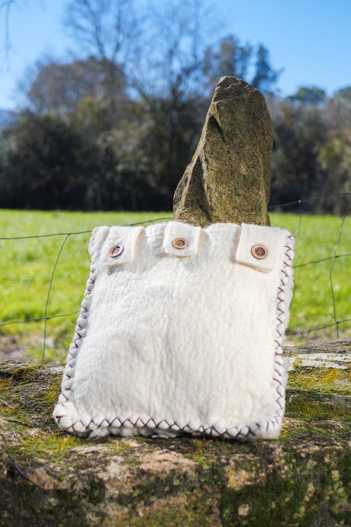 White felted merino wool cushion covers