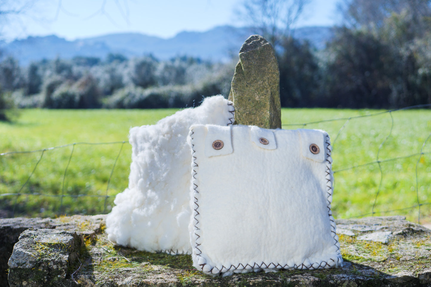 White felted merino wool cushion covers