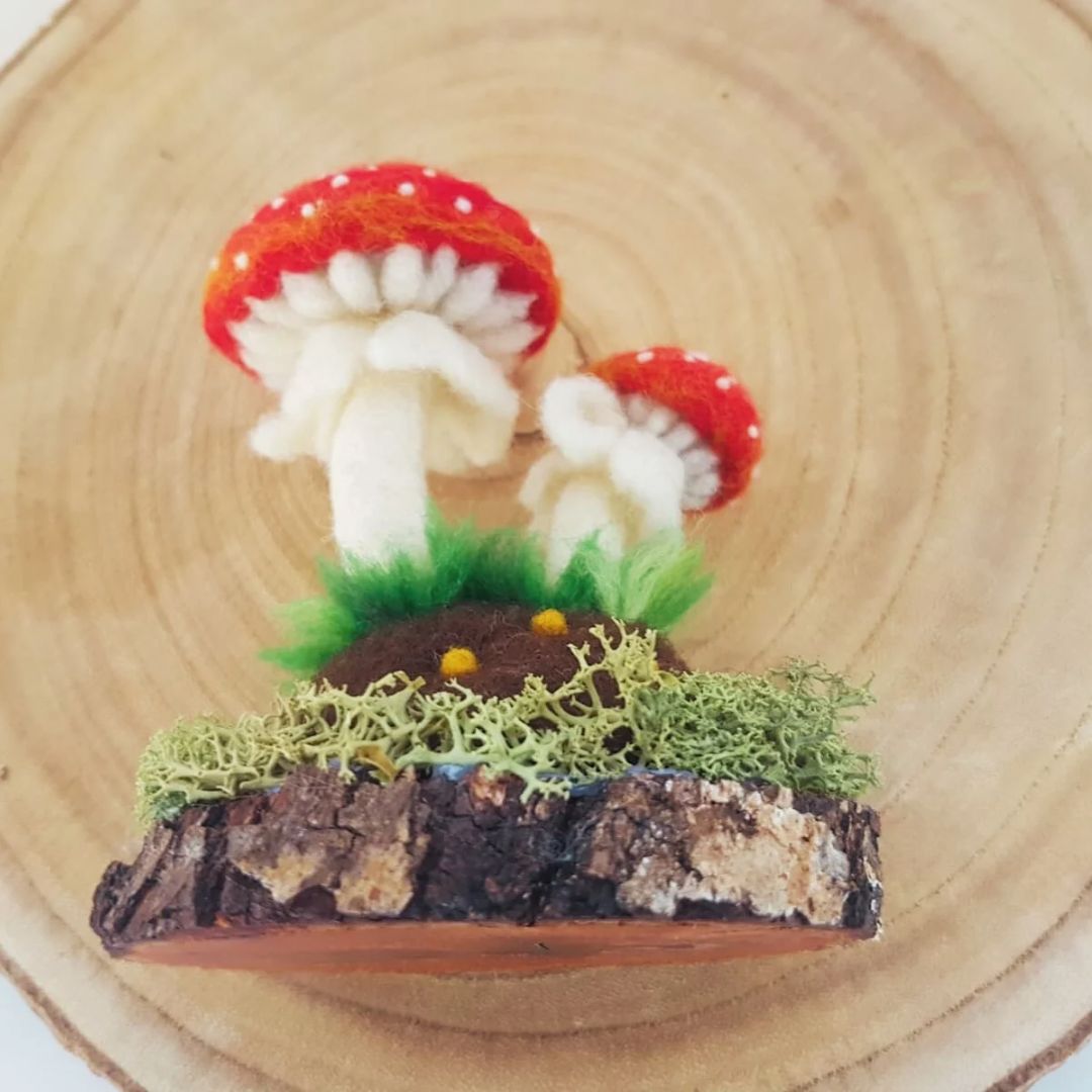 Felted mushrooms - red, amanita muscaria