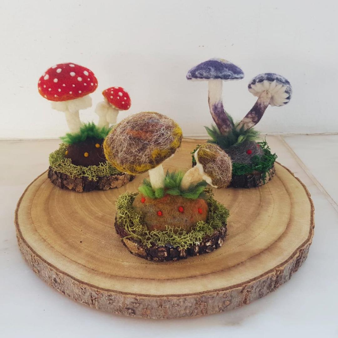 Felted mushrooms - red, amanita muscaria