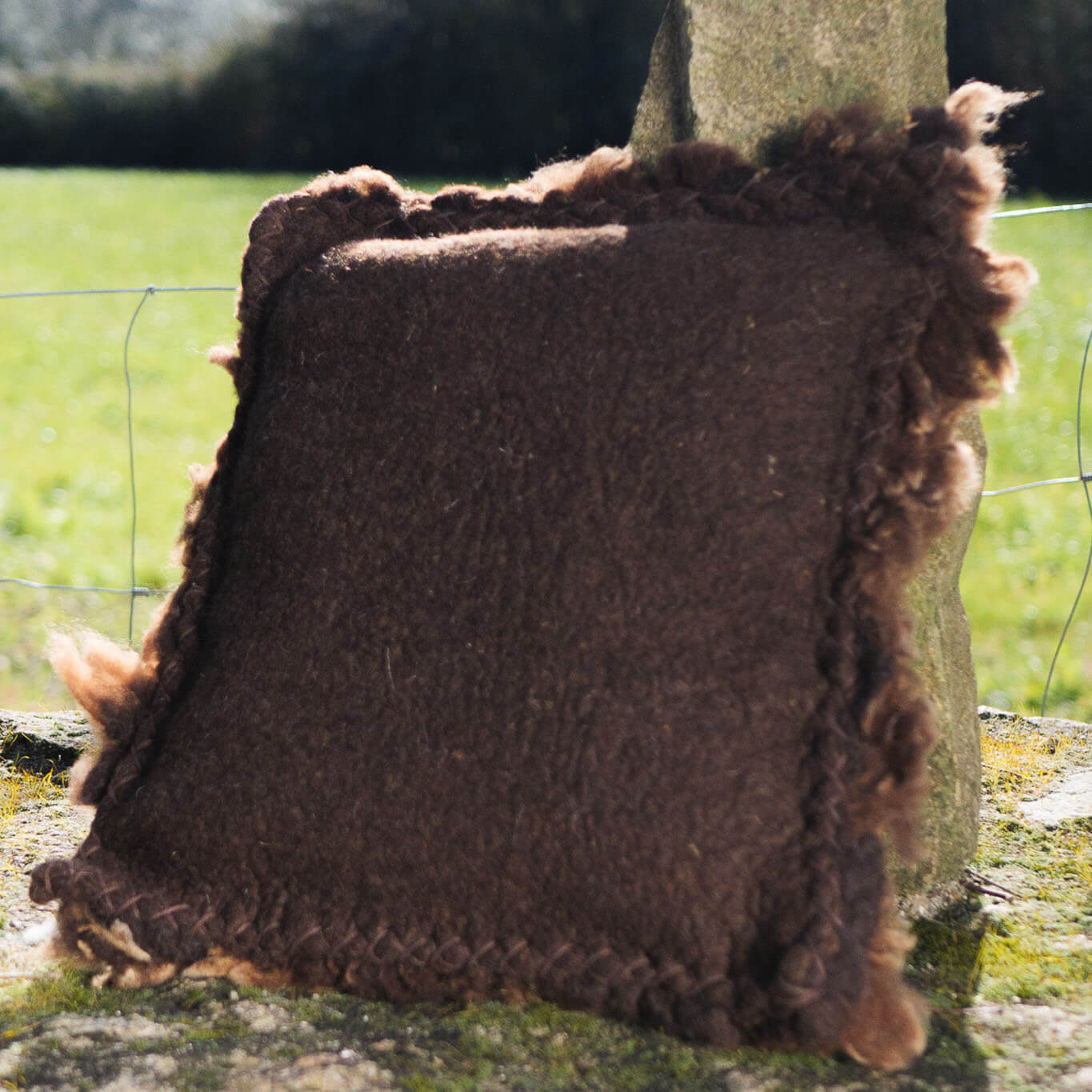 Brown felted wool cushions