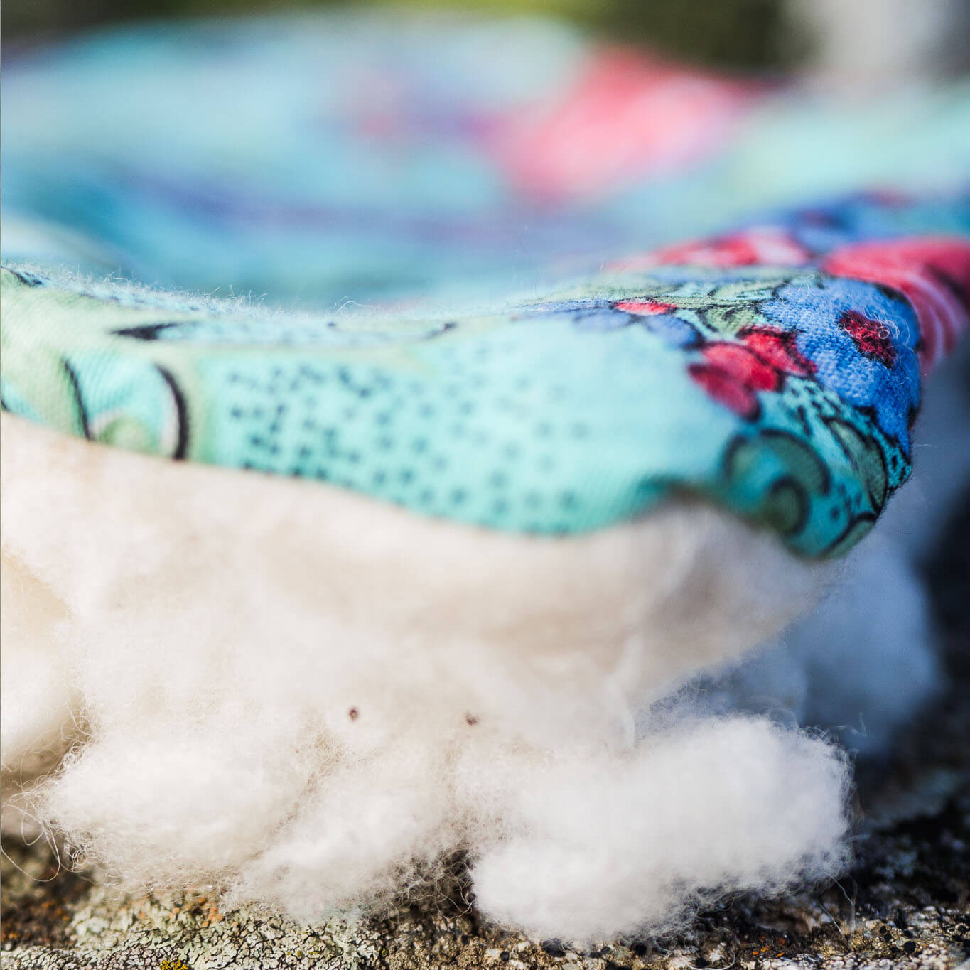 White felted merino wool cushion covers with recycled fabric backside