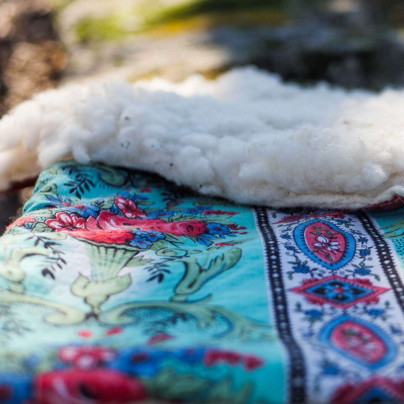White felted merino wool cushion covers with recycled fabric backside