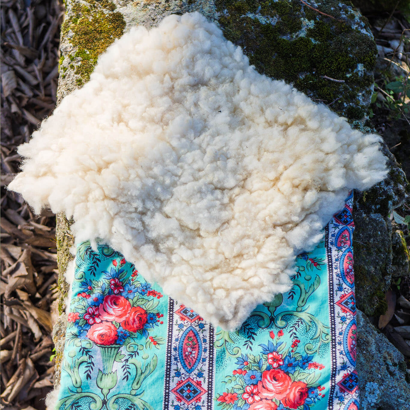 White felted merino wool cushion covers with recycled fabric backside