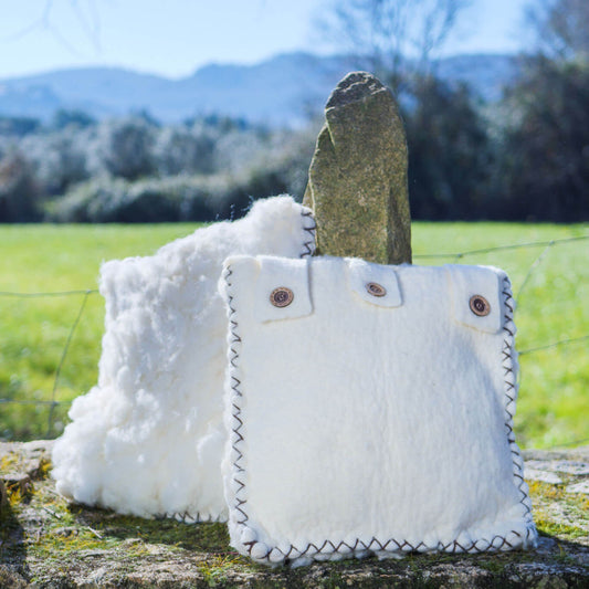 White felted merino wool cushion covers
