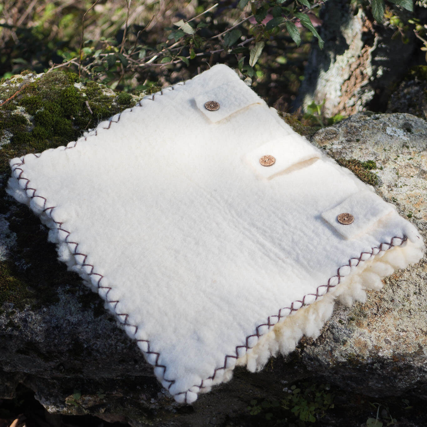 Capas de almofada de lã merina feltrada branca